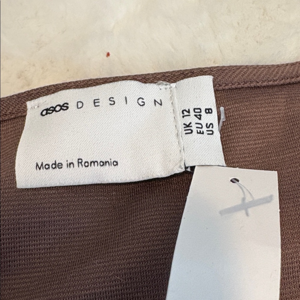 ASOS Brown V-Neck Mini Dress - Picture 4 of 4
